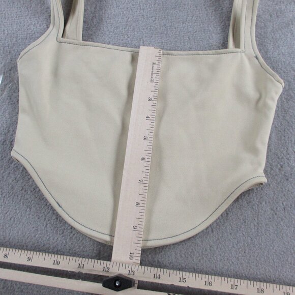 Meshki Elsie Sleeveless Contrast Stitch Bustier Top Womens XS Cream Beige NWT - Picture 7 of 8